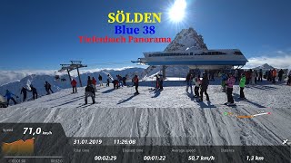 Sölden Skifahren Skiing Blue 38 PisteSlopeRun Tiefenbach Panorama Зельден СиняСиняя траса 38 [upl. by Nilre]