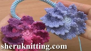 Big Crochet Button Fastener Tutorial 4 Part 2 of 3 Crochet 8Petal Flower [upl. by Borchert408]