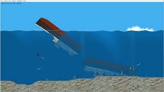 Floating Sandbox sinking RMS Britannic in low deeper water and in Tsunami [upl. by Idnac]