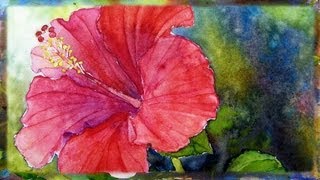 How To Paint the Red Hibiscus Flower In Watercolor By Ross Barbera [upl. by Tav]