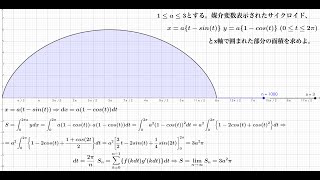 xy座標上でxatsint、ya1costで媒介変数表示されたサイクロイドの面積を求めました。 [upl. by Aufmann]