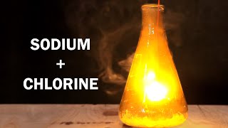 Making table salt using sodium metal and chlorine gas [upl. by Aroled371]