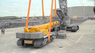 Liebherr  LR 16002 crawler crane using the LTR 1220 as counterweight [upl. by Jesselyn829]