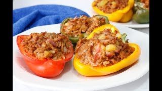 Pimientos rellenos de carne al horno Receta fácil y rica [upl. by Ardnama142]