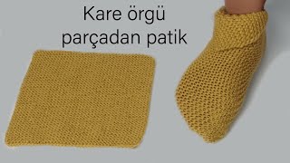 En kolay patik  kare örgü parçadan harika bot şeklinde patik  örgü modelleri  Figen Ararat [upl. by Ydoc]