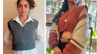 crochet v neck بافت جلیقه با قلاب [upl. by Linker]