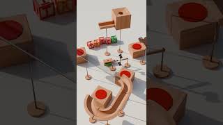 Ball on a Wooden Circuit 7 shorts marblerun animation [upl. by Arbua]