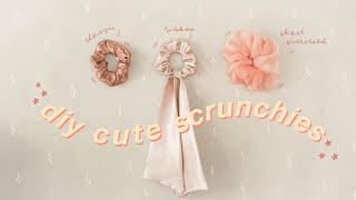 🎀 easy scrunchies diy  3 styles  NO SEWING MACHINE 🦋 [upl. by Dail820]