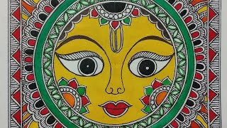 MADHUBANI PAINTING  Traditional Madhubani Painting  How to make Mithila Painting step by step [upl. by Edrick101]