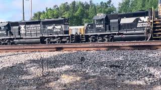 NS 741 and 3040 switching cars at Crewe VA Feat NS 6167 Operation Lifesaver in third 42923 [upl. by Ynnad569]