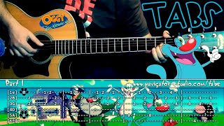 Oggy and the Cockroaches Main Theme — Fingerstyle Guitar Lesson 【 TAB Tutorial 】 [upl. by Shriver]