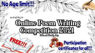 Online Poem Writing Competition 2021Online Free Poetry writing Contest 2021 Certificates for all [upl. by Nylecaj]