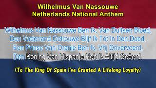 WILHELMUS VAN NASSOUWE The William  The Netherlands National Anthem LYRICSKaraoke SingALong [upl. by Jerol]