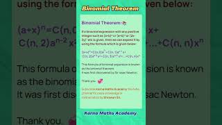 Binomial Theorem Grade12 binomialtheorem definition maths shorts shrawansir [upl. by Efinnej485]