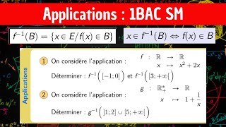 Les applications — Image réciproque d’une partie applications — 1 BAC SM [upl. by Leffert711]