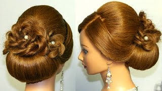 Bridal hairstyle for long hair updo tutorial with braided flowers [upl. by Cinderella]