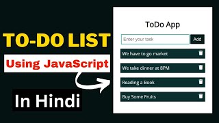 How To Create ToDo List App Using HTML CSS and JavaScript  To Do List JavaScript [upl. by Zillah]