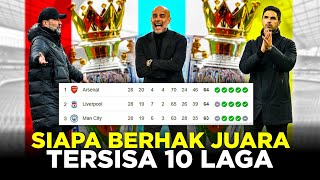 HITUNG HITUNGAN PELUANG JUARA LIGA PREMIER INGGRIS 202324 DALAM 10 PERTANDINGAN TERSISA [upl. by Nodal]