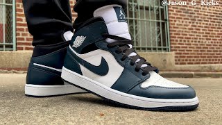 Jordan 1 mid Armory Navy  On Feet [upl. by Einaeg829]