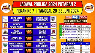 Jadwal Proliga 2024Jadwal Proliga Putaran 2 Pekan ke 7Update Klasemen amp Top skor Proliga 2024Live [upl. by Dnarb]