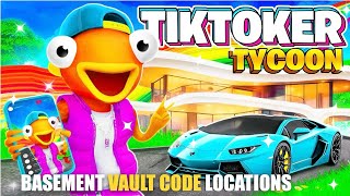 TIKTOKER TYCOON MAP FORTNITE CREATIVE  FIND BASEMENT VAULT CODE LOCATIONS [upl. by Nimesay]