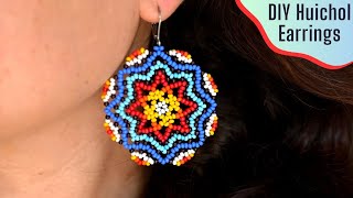 Large Huichol Style Earrings  Tutorial [upl. by Entruoc452]