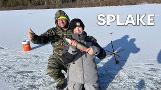 Early Season Maine Splake  Brook Trout Fishing Caught 30 Ice Fishing 2024 [upl. by Ennoitna477]