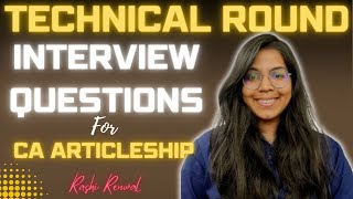 Technical Round Questions for CA Articleship Interview  Big46 RashiRenwal [upl. by Trudey]