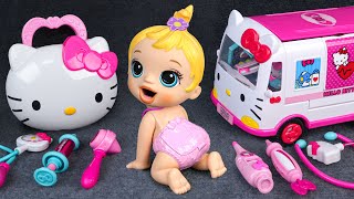 96 Minutes Hello Kitty Ambulance ASMR Satisfying Unboxing Doctor Play Set  Tina Unboxing Toys [upl. by Ellenaej]