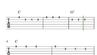 Merrily We Roll Along  Easy GUITAR tabs  Tab sheet music beginners [upl. by Arvo907]