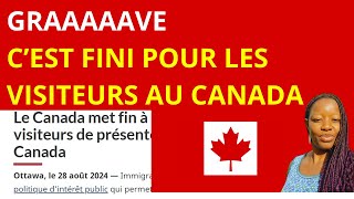 URGENT Cest fini pour les visiteurs au Canada [upl. by Arrik]