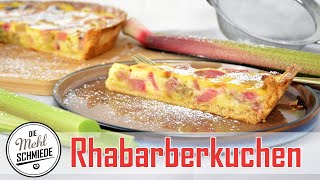 Rhabarberkuchen mit Pudding  Rhabarberkuchen Schritt für Schritt  Premium Rhabarberkuchen [upl. by Akeirahs]