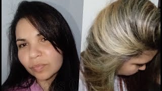 Luzes em CABELO PRETO  Fiz em casa [upl. by Ahcatan]