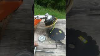 Brush blade installation on a stihl weedeater [upl. by Aivart]