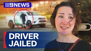 Disqualified driver jailed after hitting female cyclist  9 News Australia [upl. by Roban896]