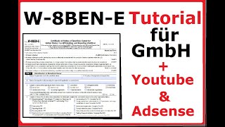 W8BENE Anleitung für GmbH mit Youtube amp Adsense [upl. by Euv]