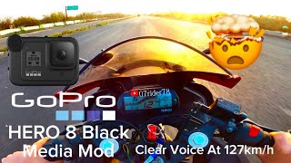 Go Pro Hero 8 Black Media Mod  Clear Voice At 127 KMH [upl. by Aivatnwahs428]