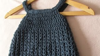 VERY EASY crochet baby  girls pinafore dress tutorial  all sizes [upl. by Novelc5]