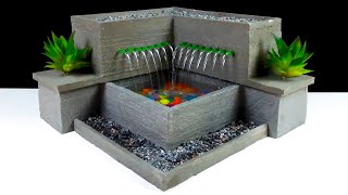 How to make a beautiful tabletop water fountain with cement and thermocol [upl. by Sholeen]