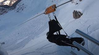 Aiguille Rouge Zipline 4K POV  Les Arcs Jan 2024 [upl. by Llerrit]