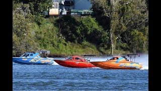 A Barra between two Barrys Ford Barra Turbo vs 2x Blown Big Block V8 Powerboats Taree 2022 [upl. by Niu]