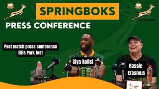 SPRINGBOKS Rassie Erasmus amp Siya Kolisi after epic come from behind win over All Blacks [upl. by Eissoj]