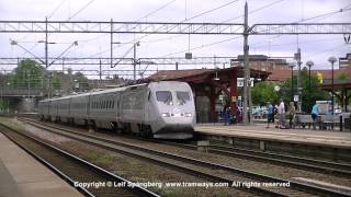 SJ X2 train at Katrineholm station Sweden [upl. by Tteraj]