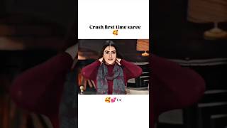 crush first time saree 🥰 trending love shorts [upl. by Bega]