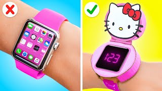 MY MOM MADE ME DIY HELLO KITTY GADGETS💖 Cardboard Crafts and Easy Parenting Hacks by 123 GO [upl. by Larisa149]