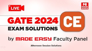 GATE 2024 Civil Afternoon Session  LIVE Solutions  CE Paper Analysis  By MADE EASY Faculty Panel [upl. by Langdon]