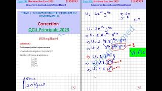 BacEco  Correction QCU Principale 20233 [upl. by Oigimer]