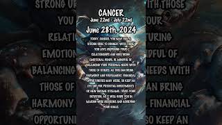 June 28th 2024 cancerhoroscope dailyhoroscope dailyastrologyhoroscope zodiac zodiacuniverse [upl. by Zorana]