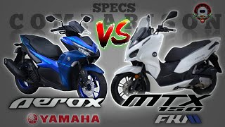 YAMAHA AEROX 155 vs FKM MTX 150 SPECS COMPARISON [upl. by Ahsiuqel396]