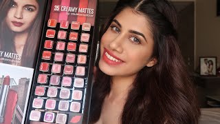 Maybelline Creamy Matte  35 Shades swatched  Malvika Sitlani [upl. by Ixela508]